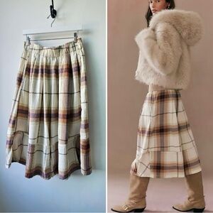 NWT Free People Ivy Puckered Plaid Culotte Pants